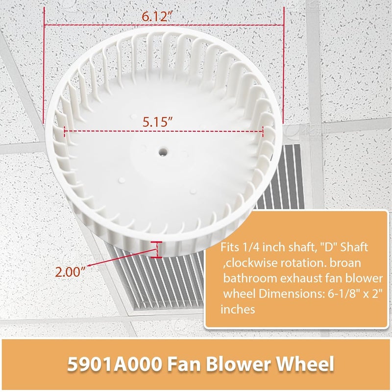 ANTDM 5901A000 Bathroom Fan Blower Wheel Assembly for Broan Nutone Fan Blower Wheel 8832 5900A000 NT5901A000 NT51919000 SNT51919000 SNT5901A000 JA2C0208-1 - Image 2